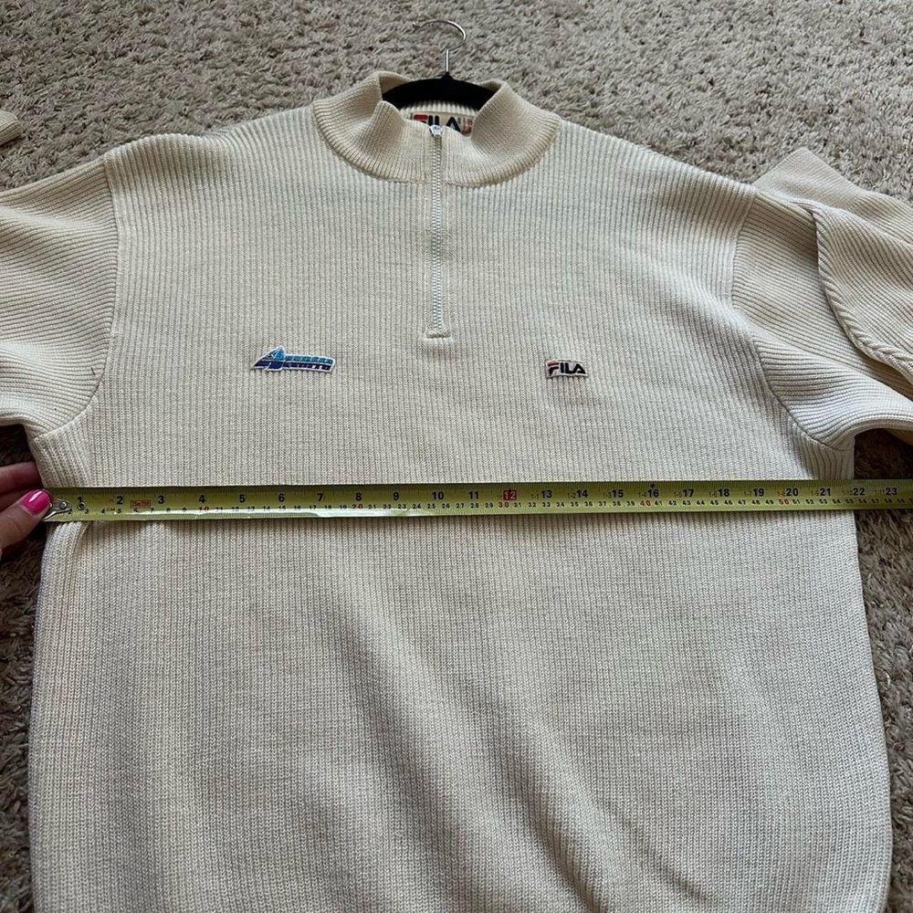 Vtg Fila Wool Sweater Mens 44 XL 1/4 Zip 80s Pullover Italy Golf Tennis Preppy - Picture 8 of 8